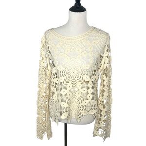 Cloth By Design Cream Crochet Long Sleeve Top